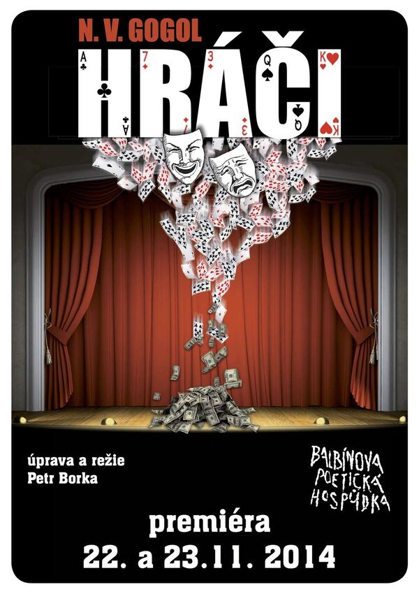 Plakát: N. V. Gogol – Hráči, premiéra 22. a 23. 11. 2014