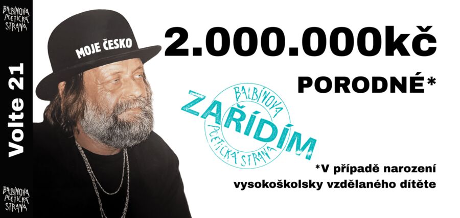 Volební plakát: 2 000 000 Kč porodné* – zařídím